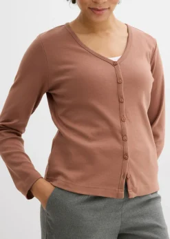 bonprix bonprix Chaqueta de punto grueso de algodón orgánico puro Marrón castaño Sale