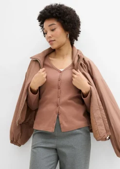 bonprix bonprix Chaqueta de punto grueso de algodón orgánico puro Marrón castaño Sale