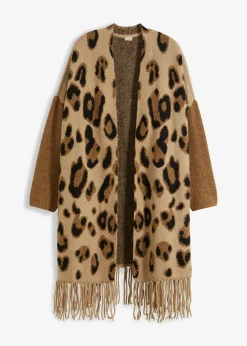 bonprix bonprix Chaqueta de punto holgada estampado leo beige-negro-marrón