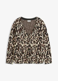 bonprix bonprix Chaqueta de punto jacquard marrón Best