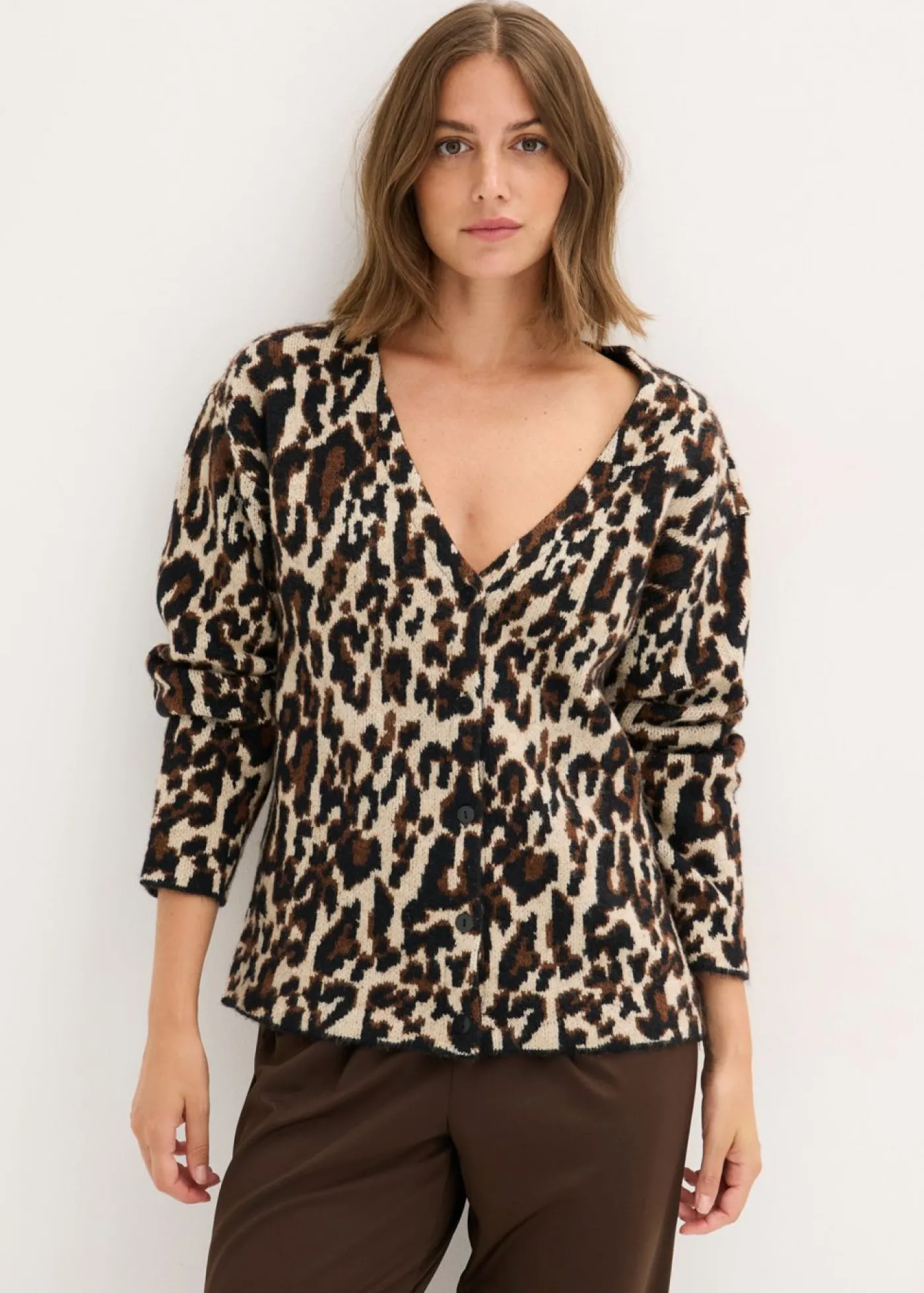 bonprix bonprix Chaqueta de punto jacquard marrón Best