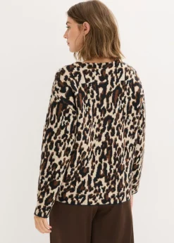 bonprix bonprix Chaqueta de punto jacquard marrón Best