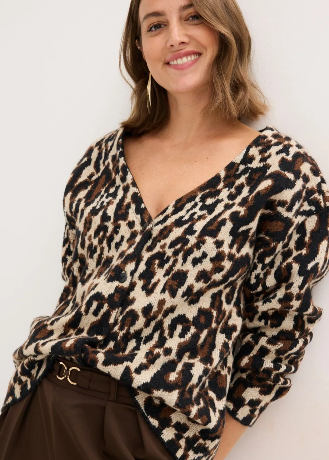 bonprix bonprix Chaqueta de punto jacquard marrón Best