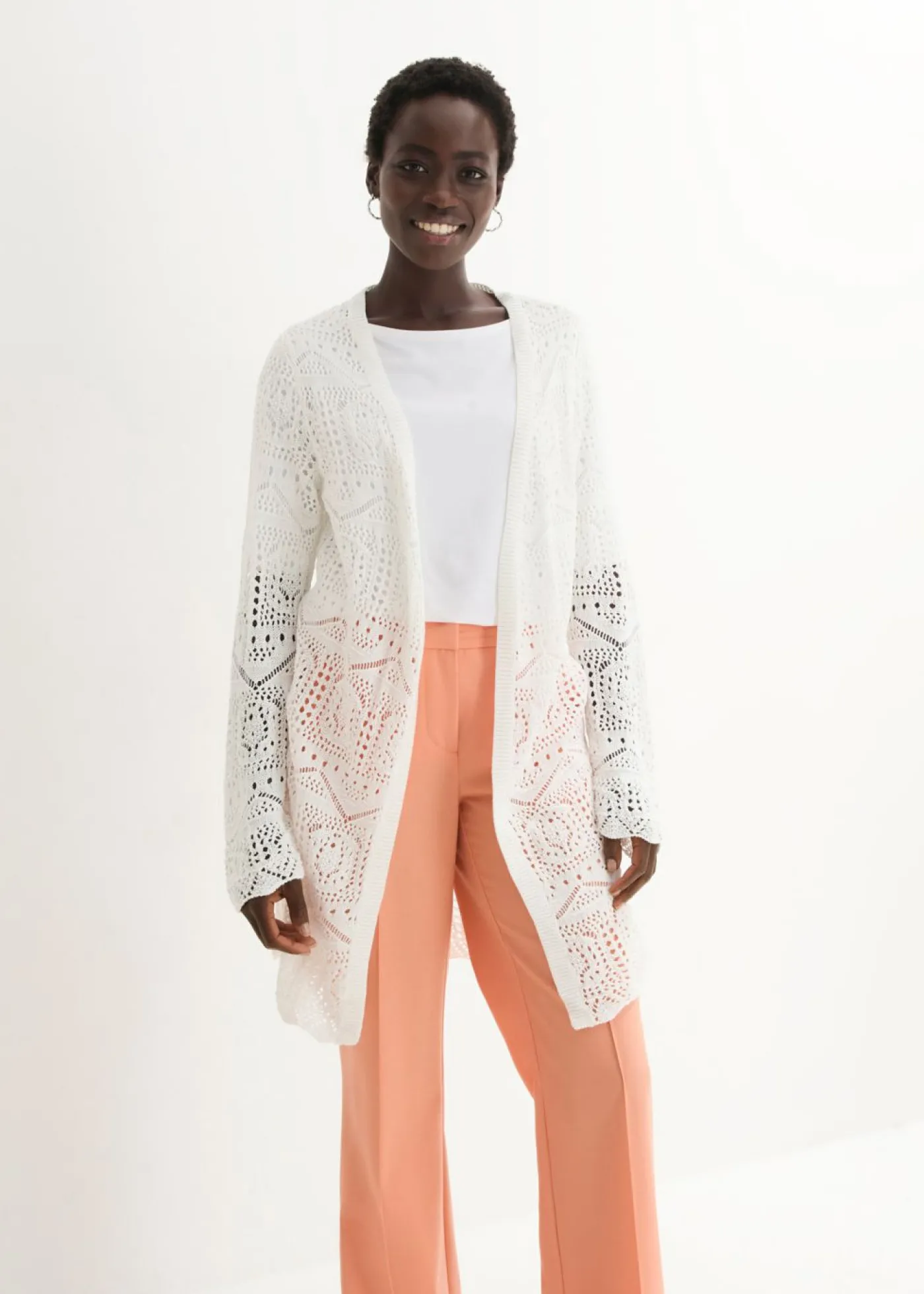 bonprix bonprix Chaqueta de punto larga Blanco lana Best