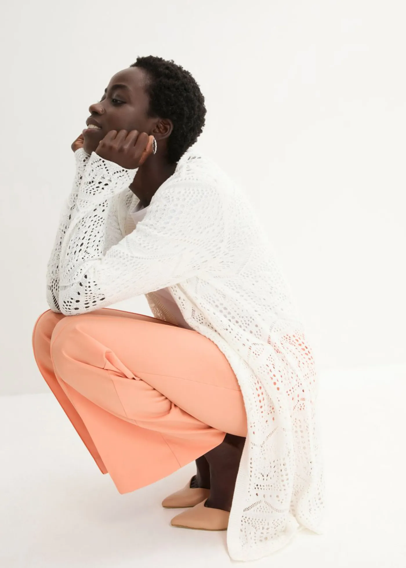 bonprix bonprix Chaqueta de punto larga Blanco lana Best