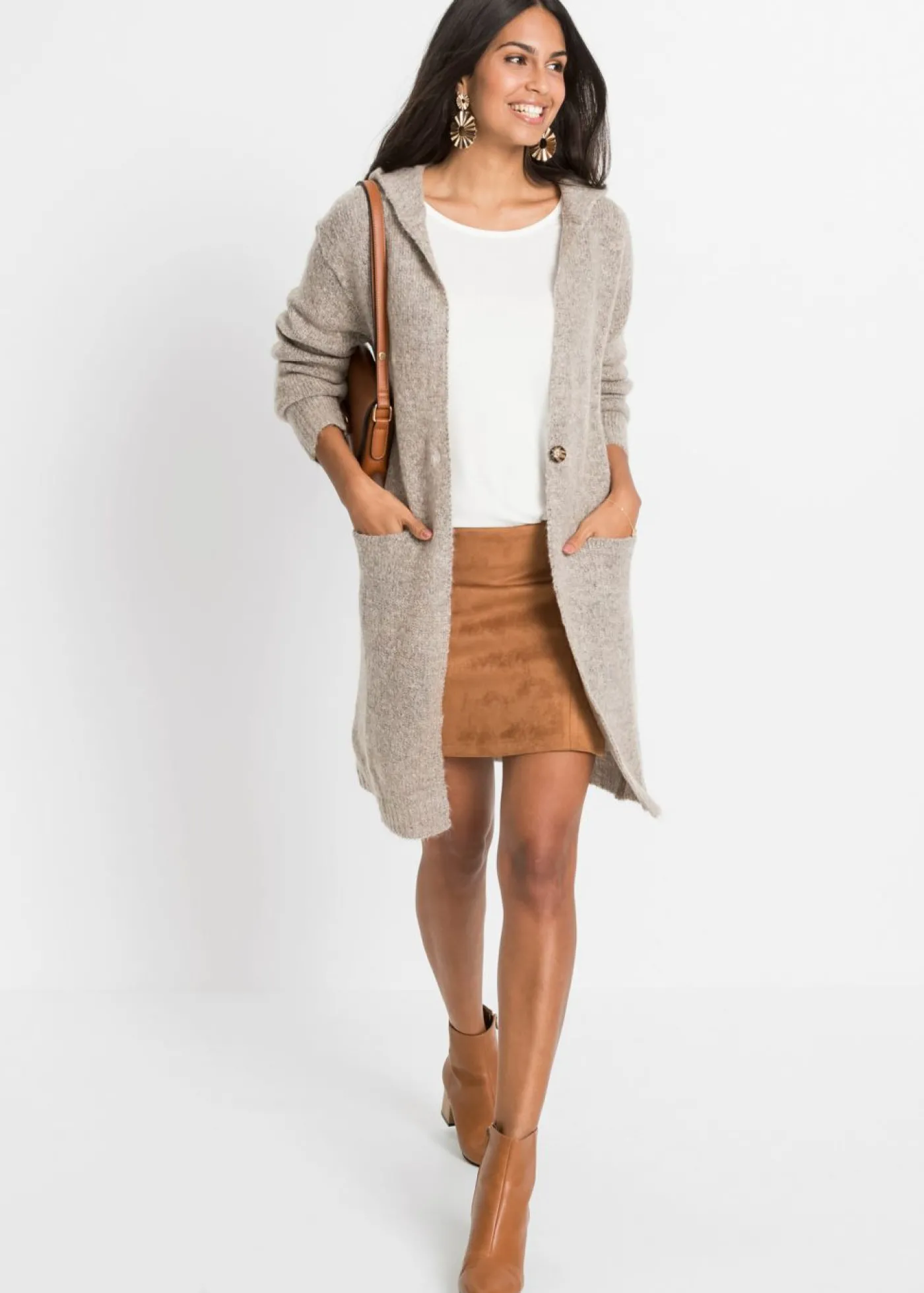 bonprix bonprix Chaqueta de punto larga Beige claro jaspeado Outlet