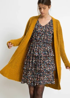 bonprix bonprix Chaqueta de punto larga Marrón miel jaspeado