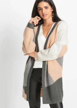 bonprix bonprix Chaqueta de punto oversize Beige/blanco lana/antracita/gris Best
