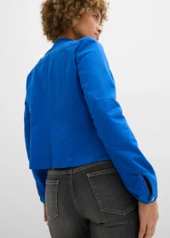bonprix bonprix Chaqueta de sarga de algodón con insertos elásticos en los laterales Azul ártico Outlet