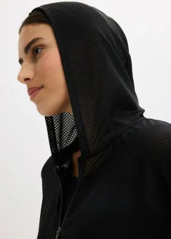 bonprix bonprix Chaqueta deportiva transparente de malla con corte holgado Negro