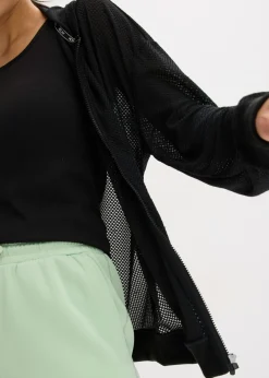 bonprix bonprix Chaqueta deportiva transparente de malla con corte holgado Negro