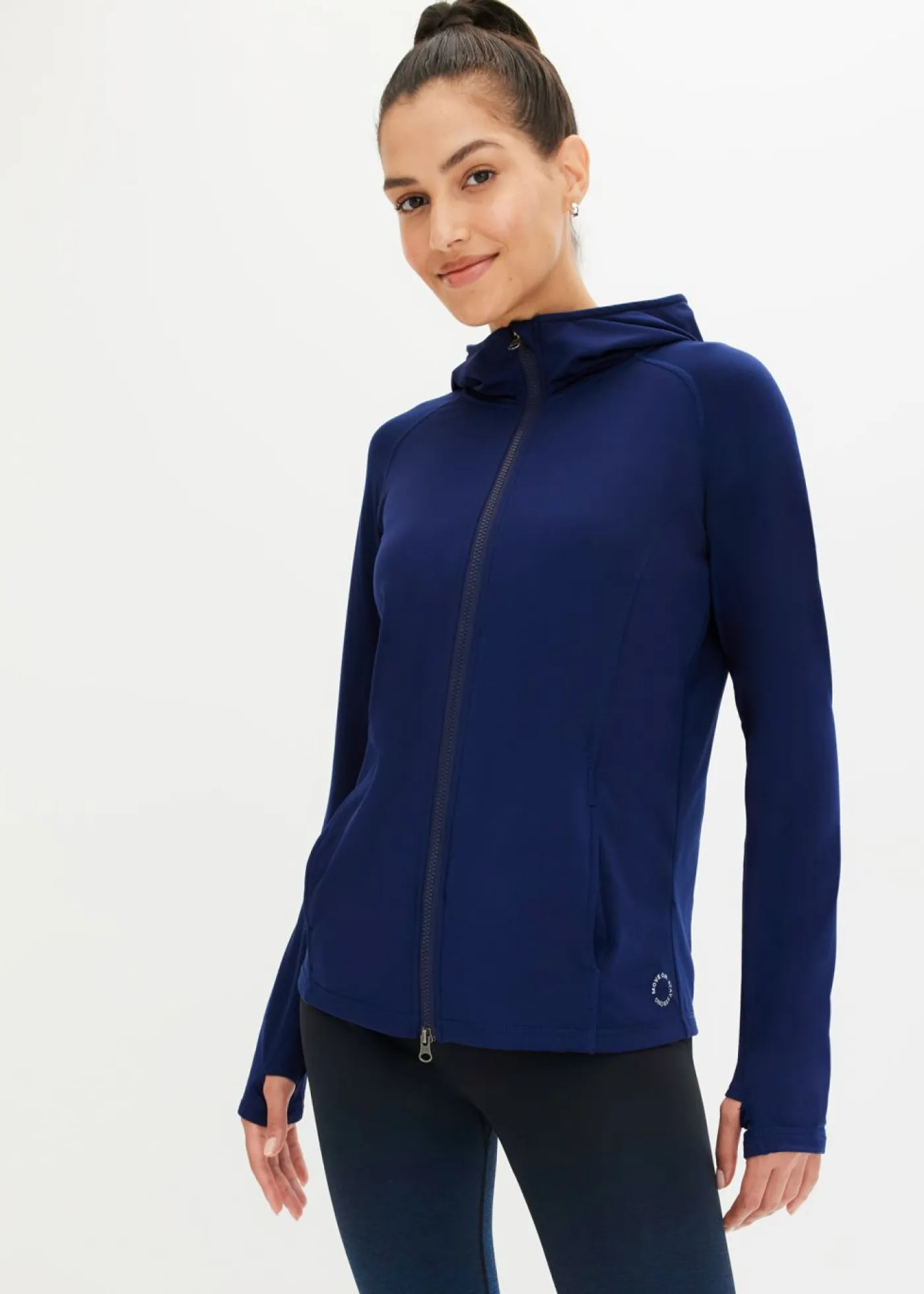 bonprix bonprix Chaqueta deportiva térmica con presilla para el pulgar y material de secado rápido Azul marino Online