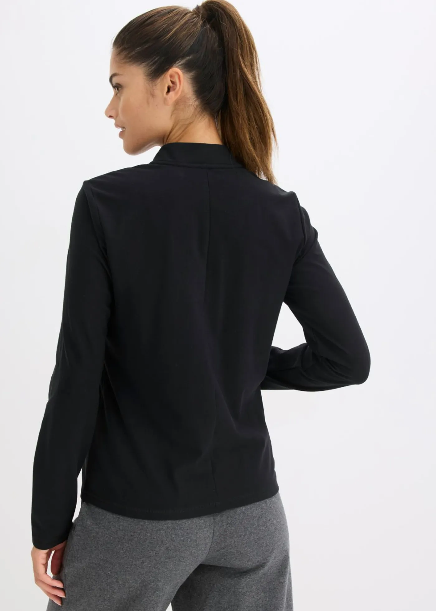 bonprix bonprix Chaqueta deportiva térmica con media cremallera y material de secado rápido Negro