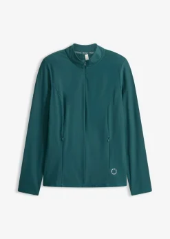 bonprix bonprix Chaqueta deportiva térmica con media cremallera y material de secado rápido Verde petróleo Sale