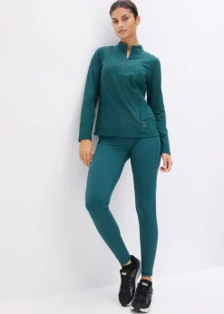 bonprix bonprix Chaqueta deportiva térmica con media cremallera y material de secado rápido Verde petróleo Sale