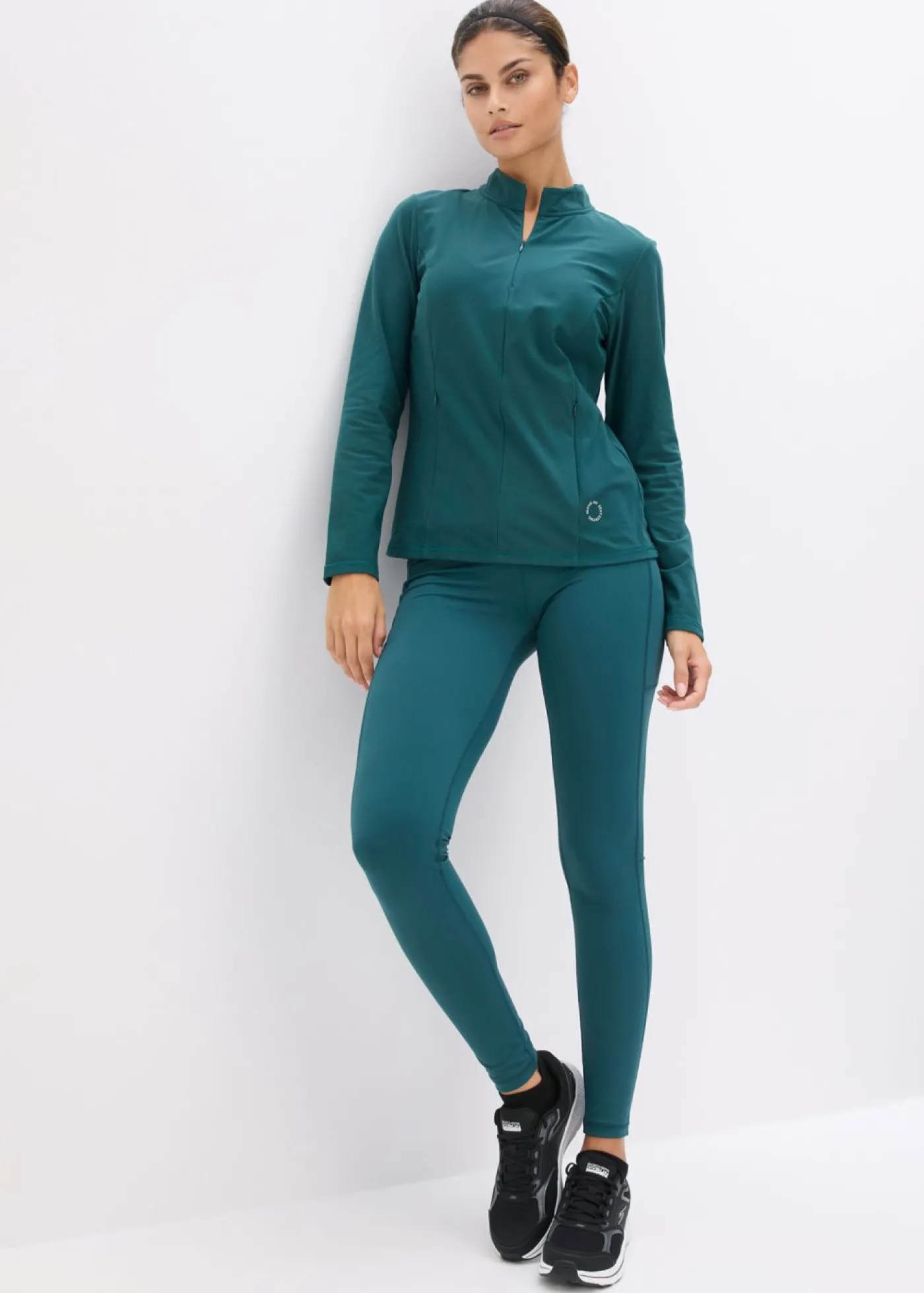 bonprix bonprix Chaqueta deportiva térmica con media cremallera y material de secado rápido Verde petróleo Sale