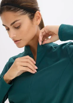 bonprix bonprix Chaqueta deportiva térmica con media cremallera y material de secado rápido Verde petróleo Sale