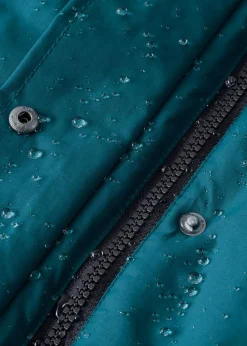 bonprix bonprix Chaqueta funcional de trekking con capucha, diseño largo y tejido impermeable Verde azulado Online