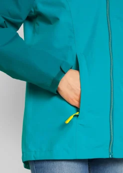 bonprix bonprix Chaqueta funcional impermeable con capucha turquesa Online