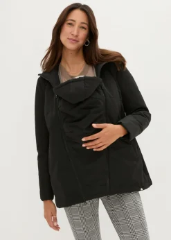 bonprix bonprix Chaqueta funcional premamá, 3 en 1, ligeramente guateada y con función de porteo Negro Discount