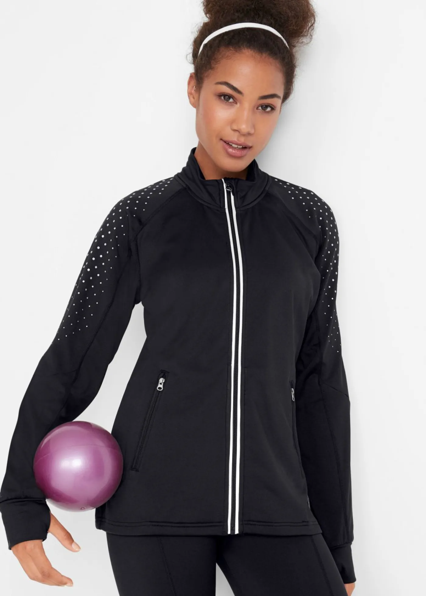 bonprix bonprix Chaqueta funcional térmica con estampado reflectante Negro de lunares Outlet