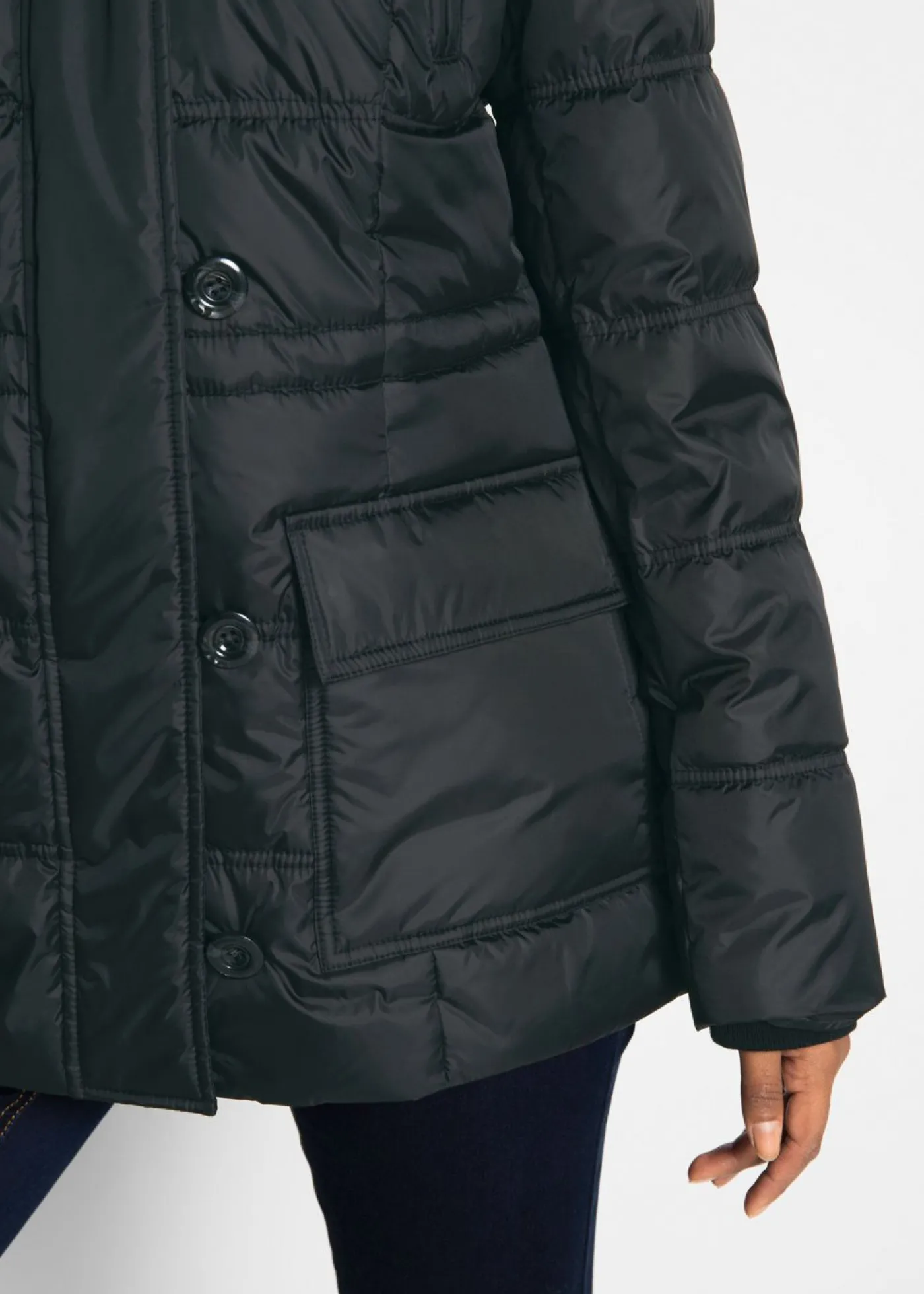 bonprix bpc bonprix collection Chaqueta guateada con capucha Negro Online
