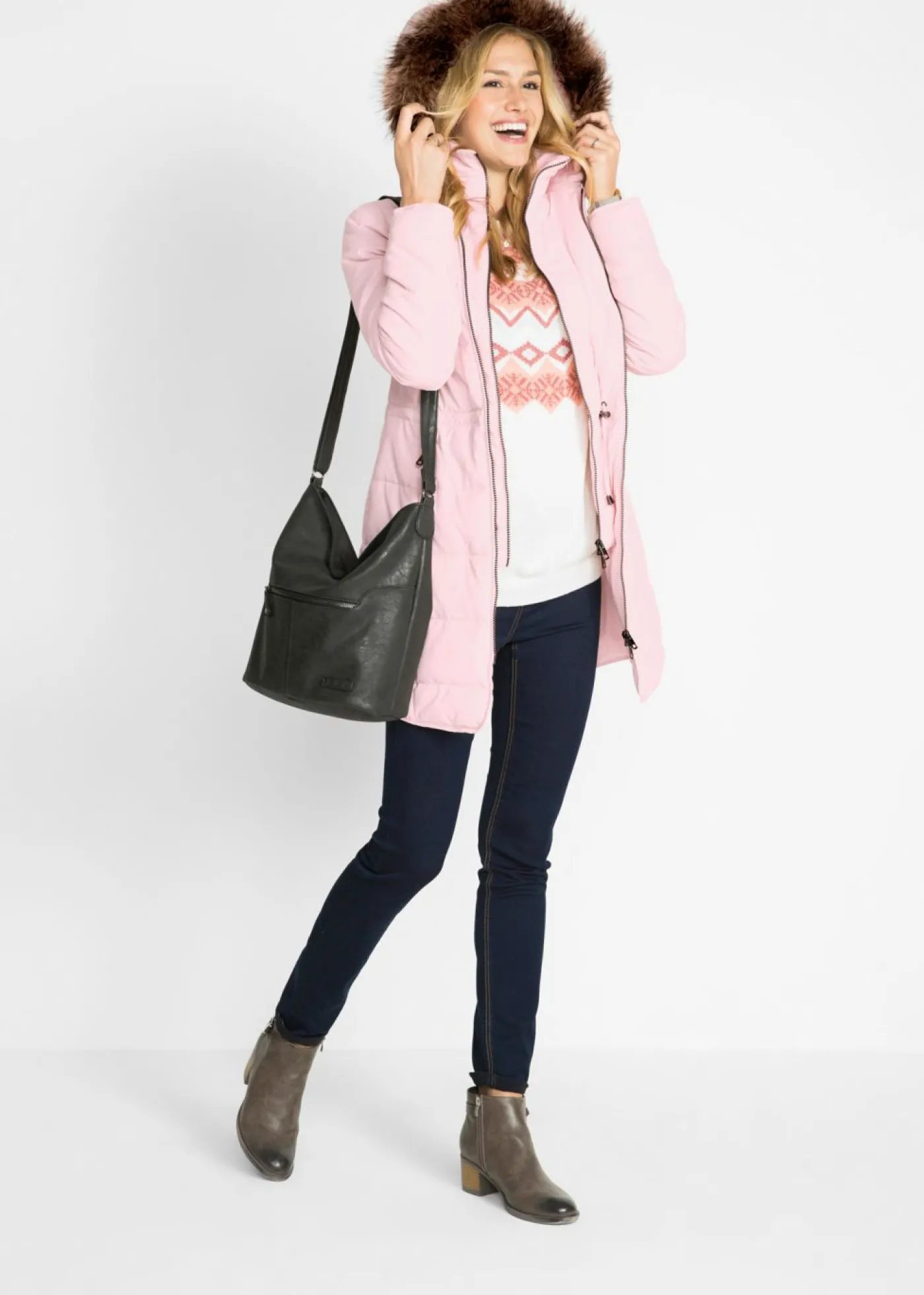 bonprix bonprix Chaqueta guateada con capucha rosa pálido Discount