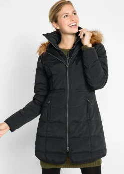 bonprix bonprix Chaqueta guateada con capucha Negro Online