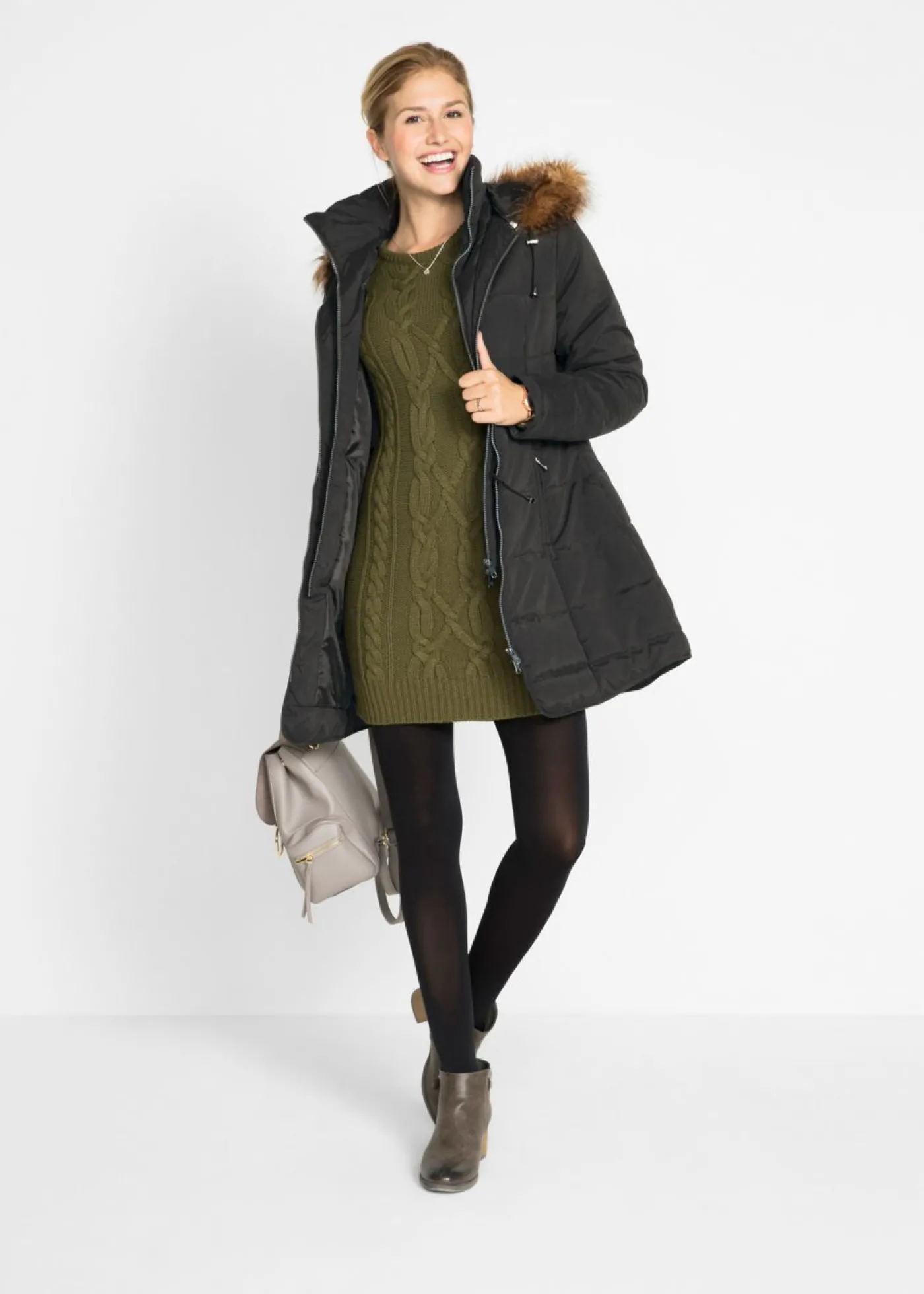 bonprix bonprix Chaqueta guateada con capucha Negro Online