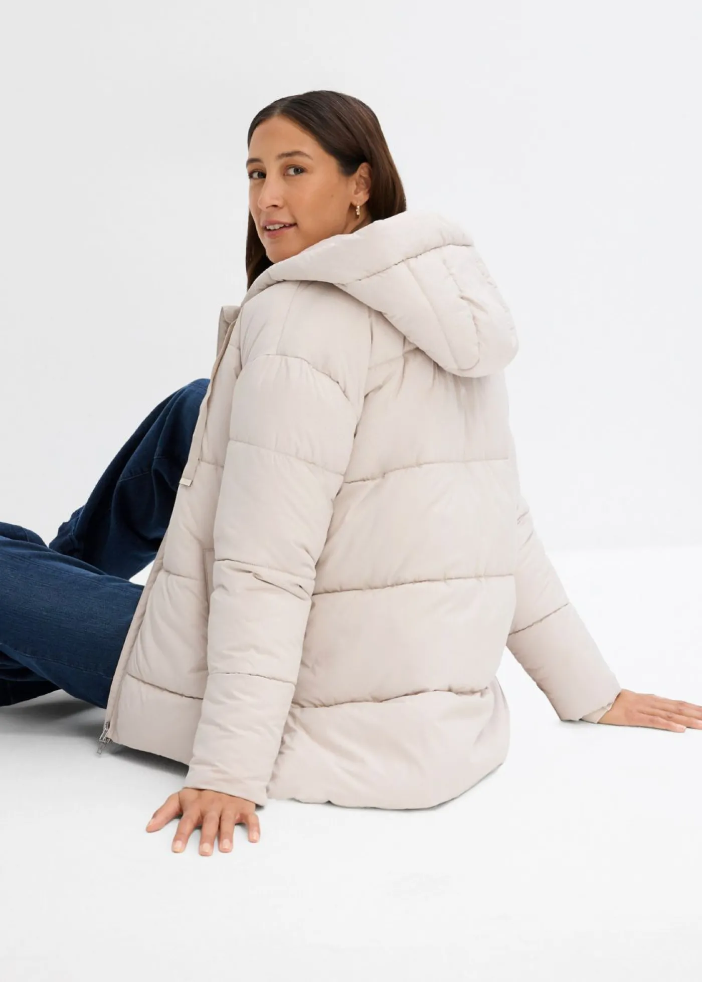 bonprix bonprix Chaqueta guateada con corte holgado masilla