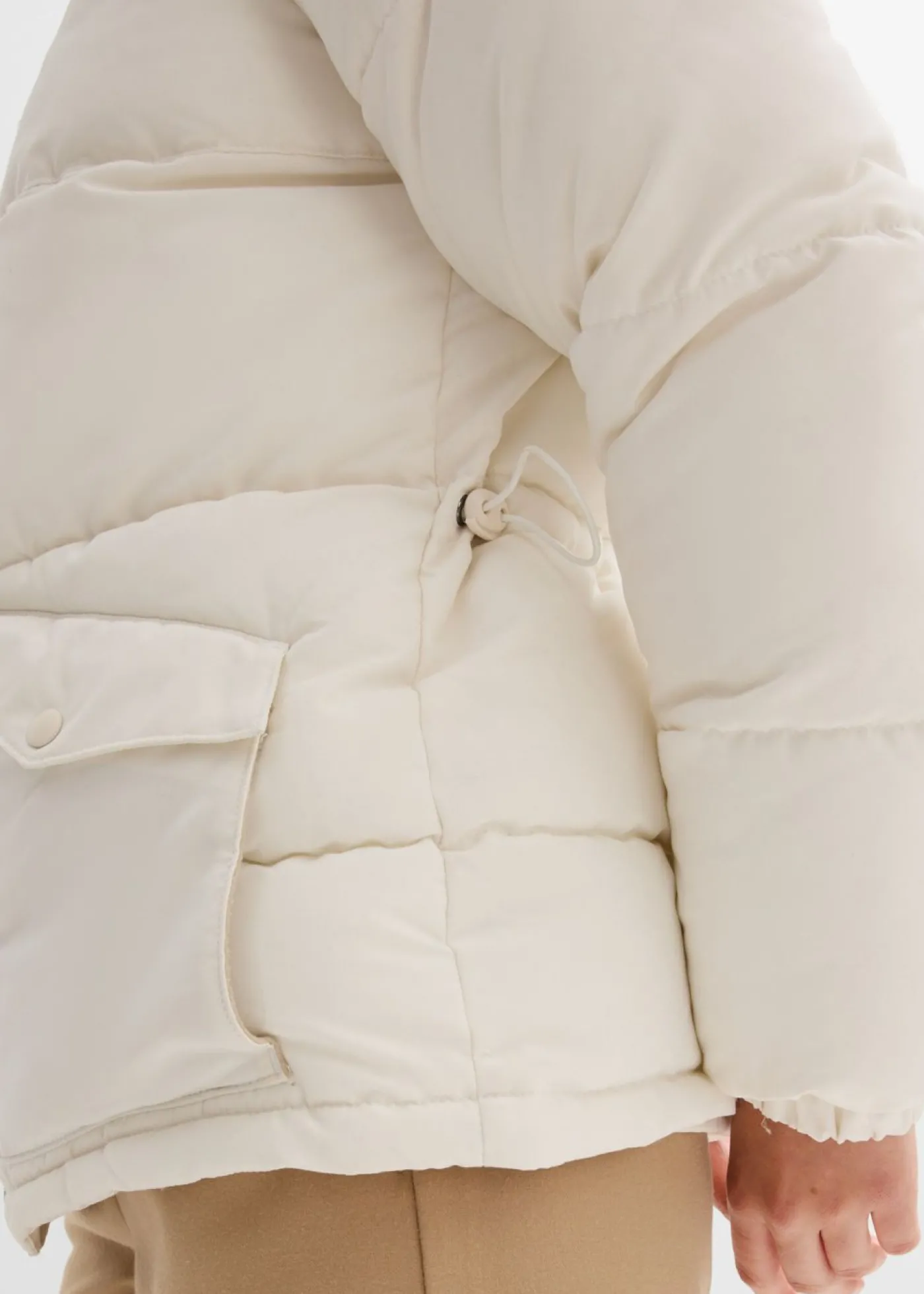 bonprix bonprix Chaqueta guateada con cuello de pelo blanco perla Best