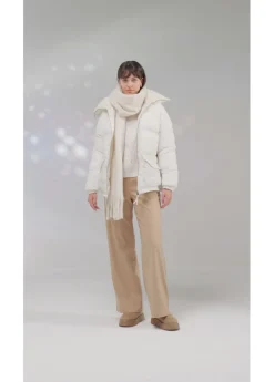 bonprix bonprix Chaqueta guateada con cuello de pelo blanco perla Best