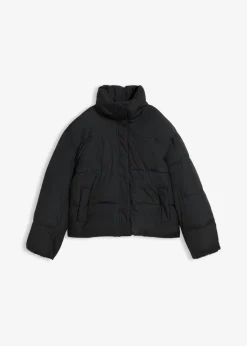 bonprix bonprix Chaqueta guateada con cuello alto Negro