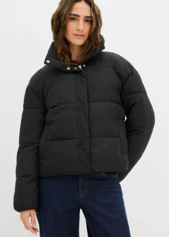 bonprix bonprix Chaqueta guateada con cuello alto Negro