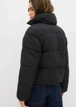 bonprix bonprix Chaqueta guateada con cuello alto Negro