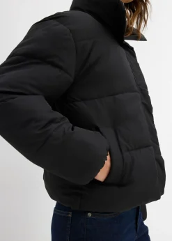 bonprix bonprix Chaqueta guateada con cuello alto Negro