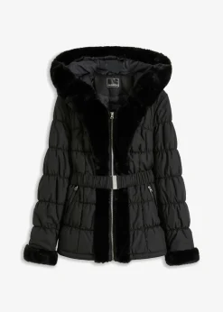 bonprix bonprix Chaqueta guateada con pelo sintético Negro Hot
