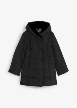 bonprix bonprix Chaqueta guateada con ribete de piel sintética Negro Discount