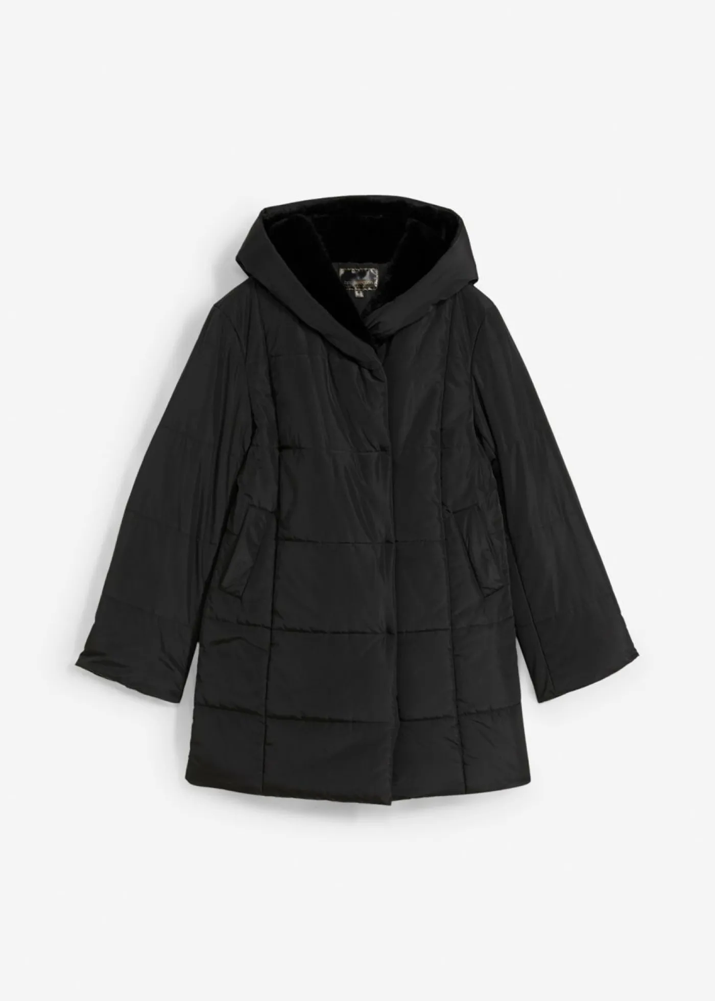 bonprix bonprix Chaqueta guateada con ribete de piel sintética Negro Discount