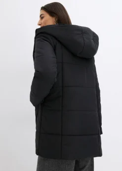bonprix bonprix Chaqueta guateada con ribete de piel sintética Negro Discount