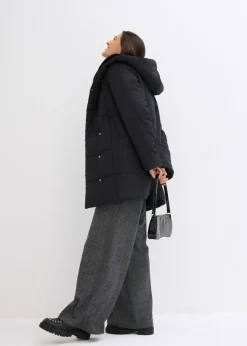 bonprix bonprix Chaqueta guateada con ribete de piel sintética Negro Discount