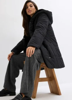 bonprix bonprix Chaqueta guateada con ribete de piel sintética Negro Discount