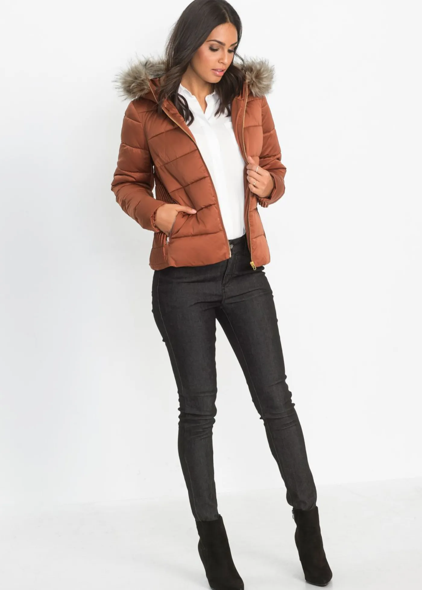bonprix bonprix Chaqueta guateada de poliéster reciclado Marrón castaño Sale