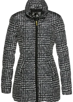 bonprix bonprix Chaqueta guateada larga Negro/beige sílice de cuadros Sale
