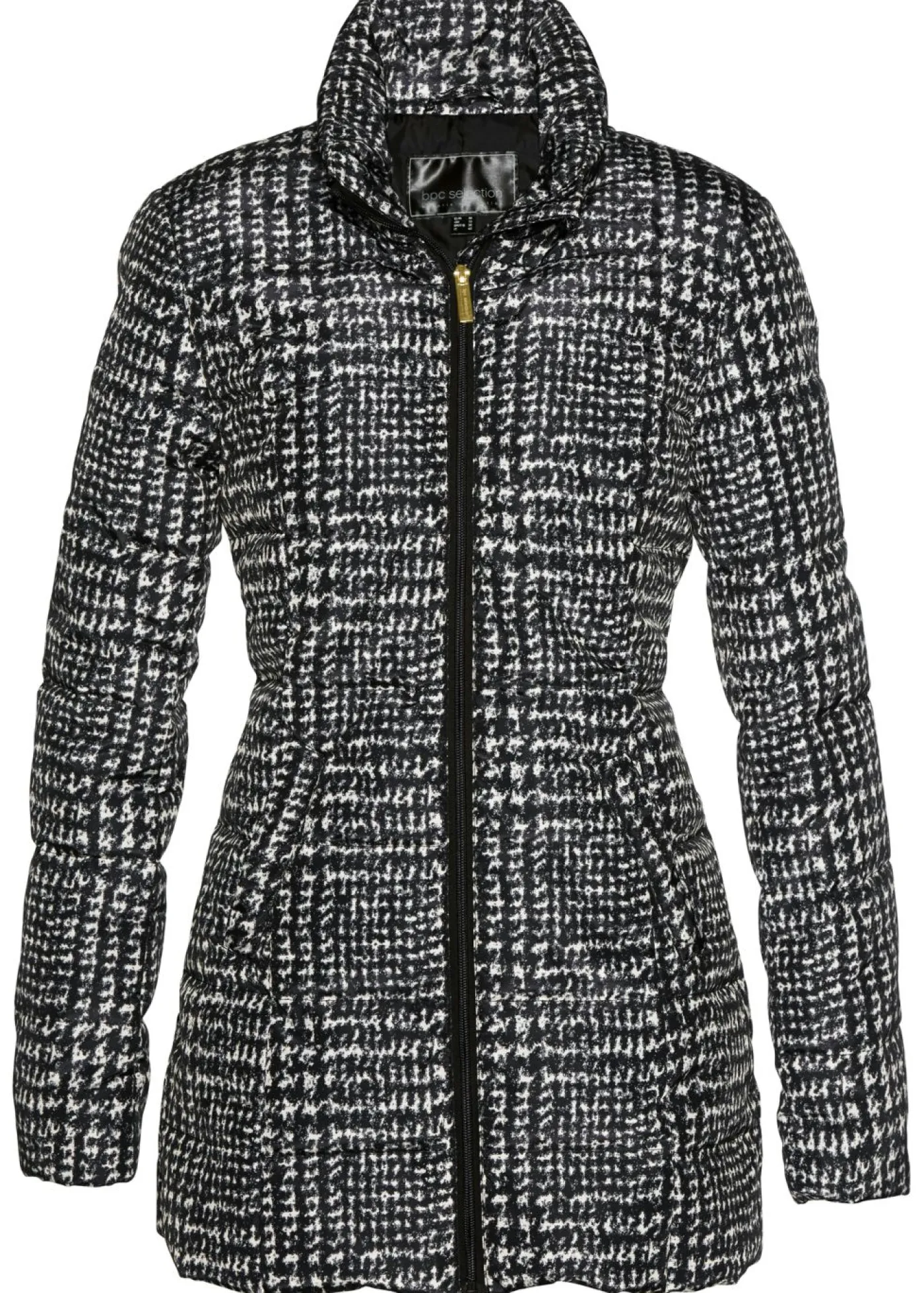 bonprix bonprix Chaqueta guateada larga Negro/beige sílice de cuadros Sale
