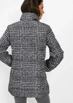 bonprix bonprix Chaqueta guateada larga Negro/beige sílice de cuadros Sale
