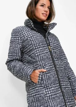 bonprix bonprix Chaqueta guateada larga Negro/beige sílice de cuadros Sale