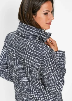 bonprix bonprix Chaqueta guateada larga Negro/beige sílice de cuadros Sale