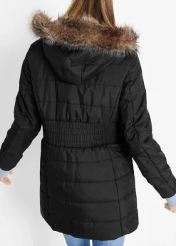 bonprix bonprix Chaqueta guateada larga funcional con aspecto 2 en 1, impermeable Negro Outlet