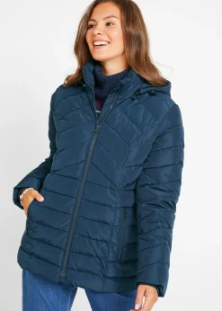 bonprix bonprix Chaqueta guateada ligera con capucha desmontable Azul marino Discount
